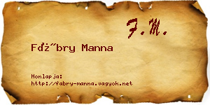 Fábry Manna névjegykártya